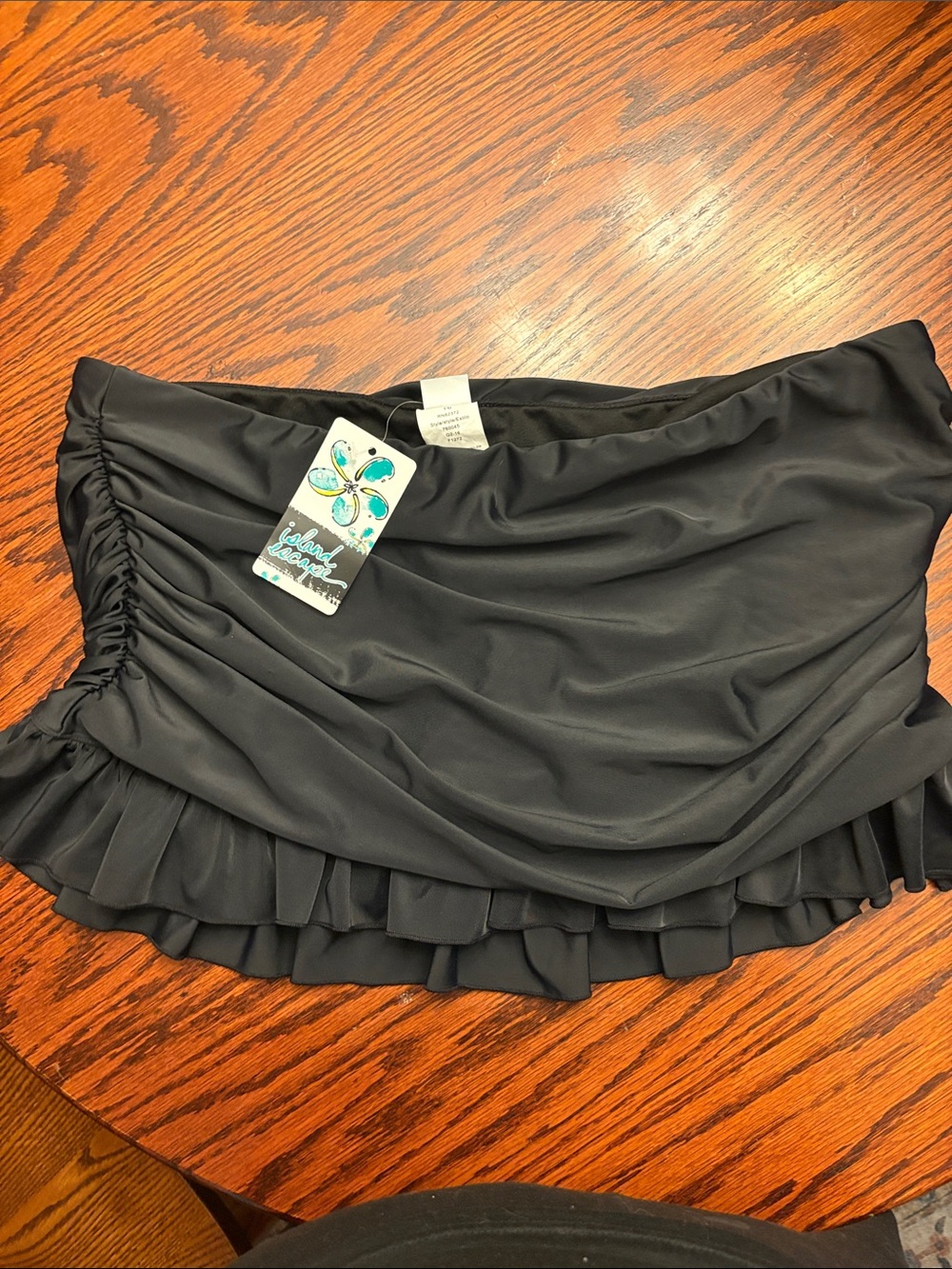 Island Escape Black Ruffled Swim Skirt